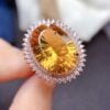 Large Grain Citrine Ring S925 Sterling Silver With Gold-plated Inlay Rings 8