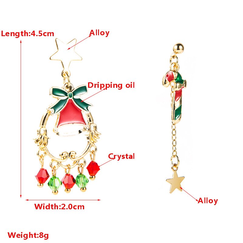 Christmas Series Alloy Dripping Christmas Cane Bells Tassel Earrings Women Christmas 7 Christmas Series Alloy Dripping Christmas Cane Bells Tassel Earrings Women Christmas 7