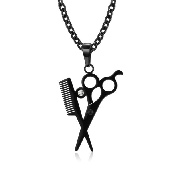 Creative Simple Scissors Comb Pendant Necklace Necklaces 4