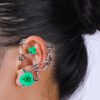 Flower-shaped Ear Buckle Alloy Texture Hollow Rubber Lacquer Rose Earrings Earrings 11
