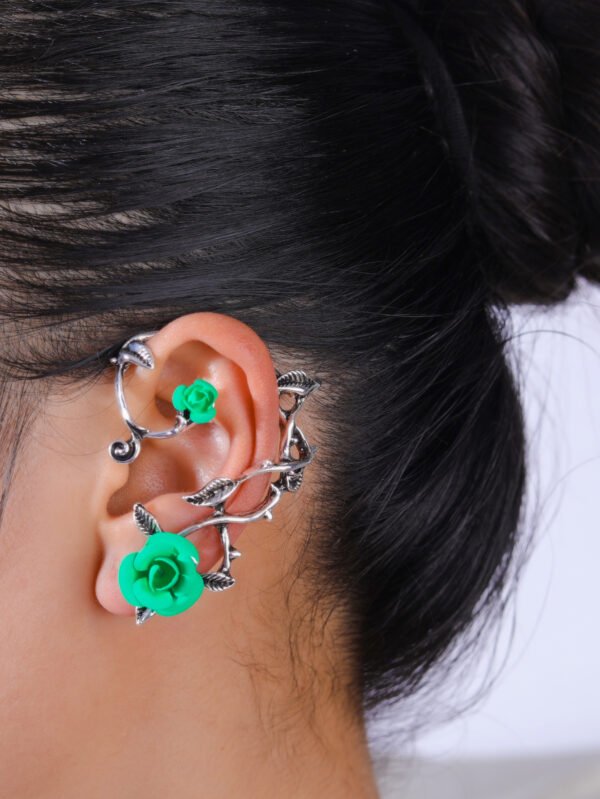 Flower-shaped Ear Buckle Alloy Texture Hollow Rubber Lacquer Rose Earrings Earrings 6