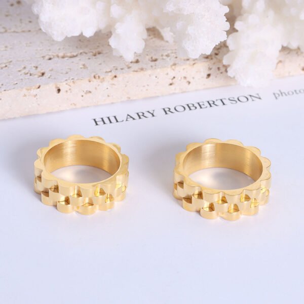 A Sense Of Nature Titanium Steel 18k Gold Plated Jewelry Bracelet Ring Bracelets 5