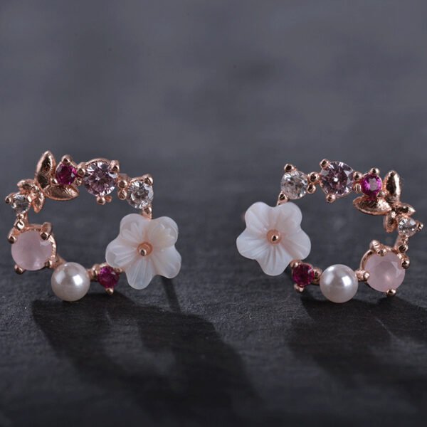 Girly Heart Pearl Bow Knot Wreath Ears Earrings 5
