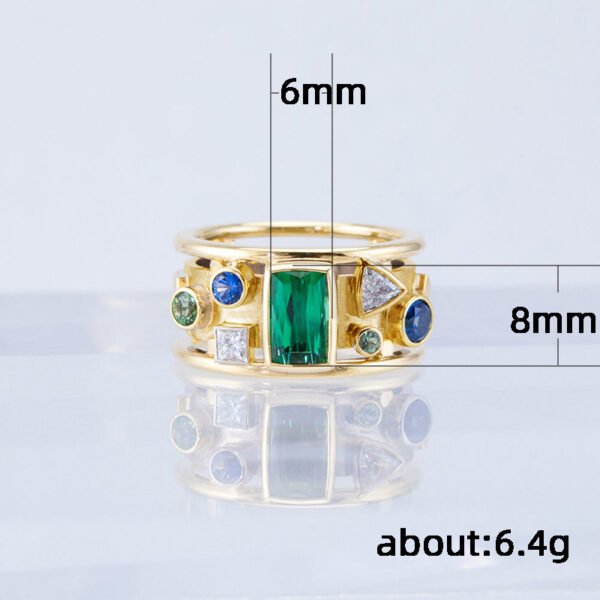 Gold Inlaid Green Zircon Ring With Jewelry Rings 4