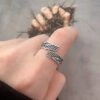Love Couple Plain Silver Ring Angel Wings Rings 16