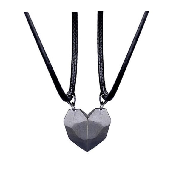 Minimalist Lovers Matching Friendship Heart Pendant Couple Magnetic Distance Faceted Heart Pendant Necklace Couple Jewelry Necklaces 9