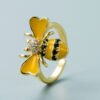 Copper Plated Real Gold Inlaid Zircon Bee Ring Rings 14 Copper Plated Real Gold Inlaid Zircon Bee Ring Rings 14