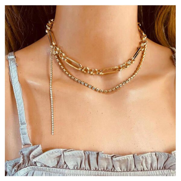 Simple Retro Double-layered Tassel Gold Necklace Necklaces 11