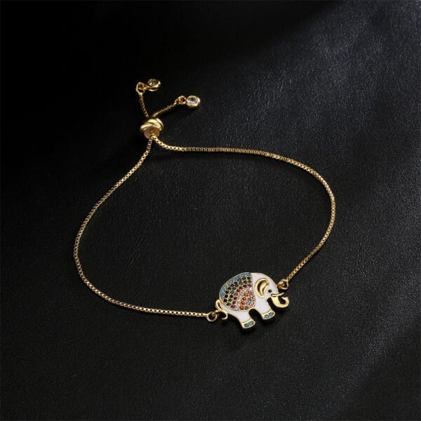 Dripping Zircon Elephant Charm Gold Bracelet Pull Adjustable Necklaces 5