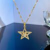 Heavy Industry Full Diamond Five-pointed Star Micro-inlaid Real Gold Necklace Women Necklaces 11