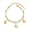 Titanium Steel Plated 14K Gold Butterfly Double-layer Room Beads Bracelet Female Bracelets 22