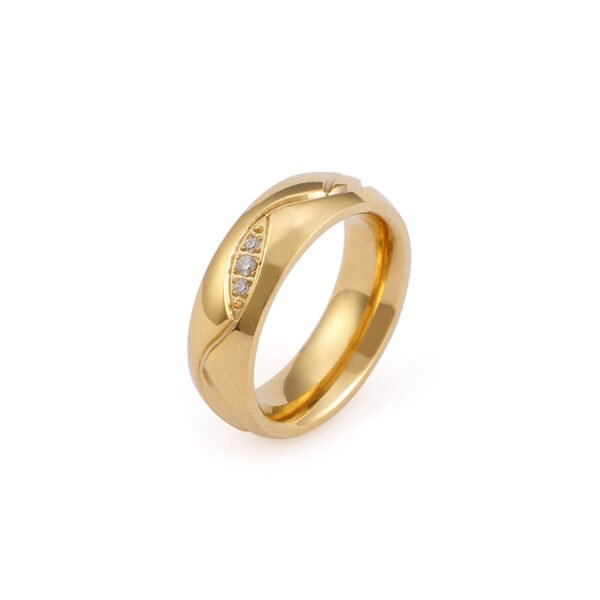 Personalized Rhinestone Simple Titanium Steel Couple Ring Rings 6