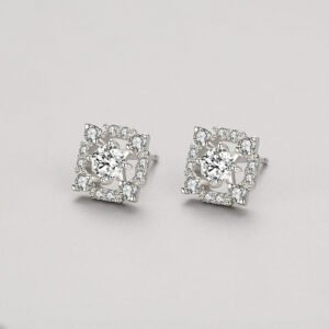 S925 Sterling Silver Geometric Diamond Stud Earrings Earrings