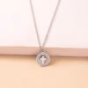 Gold Hollow Round Cross Necklace Silver Stainless Steel Crystal Circle Pendant Necklaces Necklaces 18