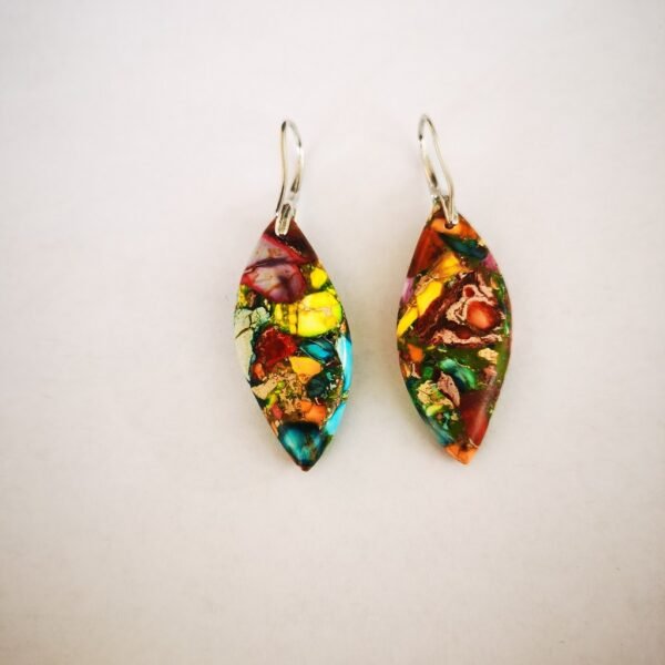 Colorful Emperor Stone Leaf Multicolor Irregular  Earrings Earrings 8