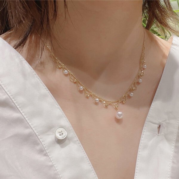 Aurora Japanese 18k Gold Lace Pearl Necklace Necklaces 4