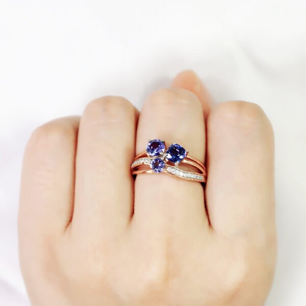 Sterling Silver Tan Sang Rose Gold Color Separation Plating Ring Rings 8
