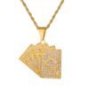 Explosive Hip-hop Full Zircon Gold Playing Card Pendant Necklaces 8