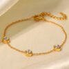 Fashion 18K Gold Plated Round Zircon Stainless Steel Bracelet Necklaces 17