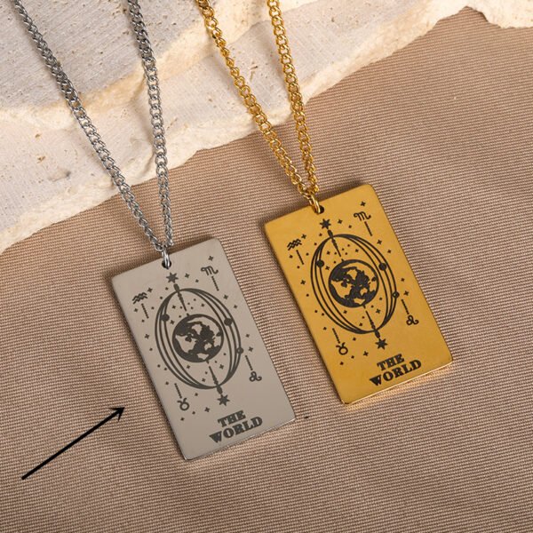 18k Yellow Gold Stainless Steel Tarot Pattern Necklace Necklaces 7