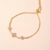 Brass Gold Plated Square Micropaved Zircon Pendant Shrink Brass Bead Bracelet Bracelets 21