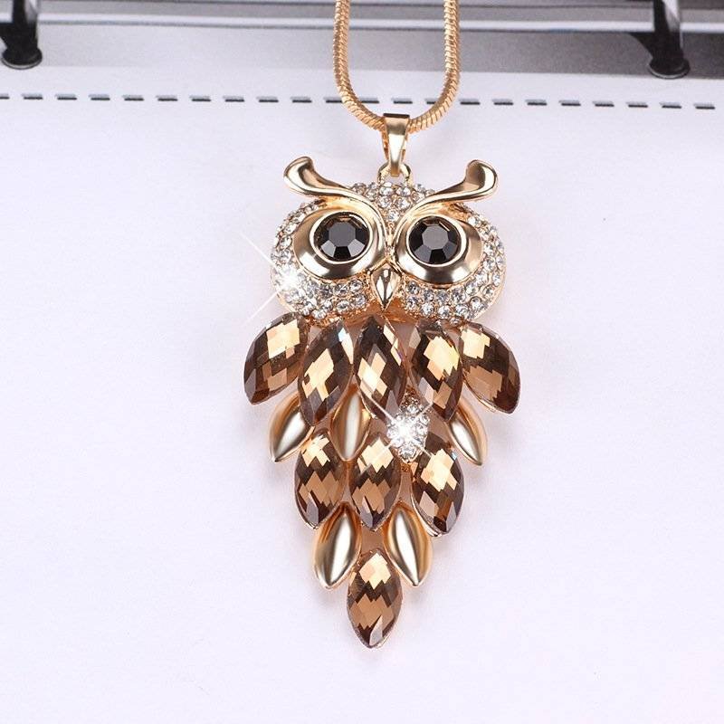 Fashionable All-match Long Necklace Female Owl Opal Sweater Chain Necklaces 2