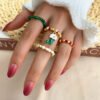 Christmas Rice Bead Ring 4 Pieces Set Rings 10