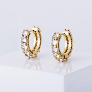 Crystal Huggie Hoop Earrings — Gold or Silver Earrings Crystal Huggie Hoop Earrings — Gold or Silver Earrings