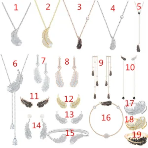 Feather Jewelry Set — Necklace, Bracelet & Earrings Bracelets