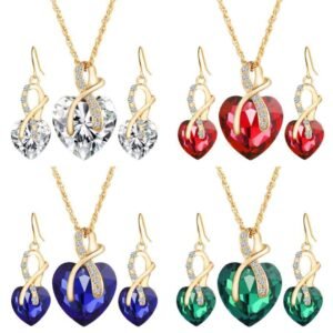 Crystal Glass Jewelry Set — Earrings & Necklace Earrings