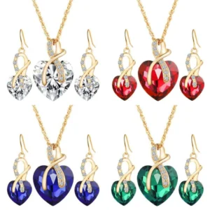 Crystal Glass Jewelry Set — Earrings & Necklace Earrings