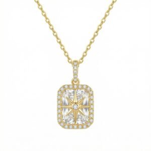 Celestial Star — Emerald-Cut CZ Star Pendant Necklace, Gold Tone Jewelry