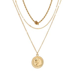 Coin Medallion Layered Necklace Accessories