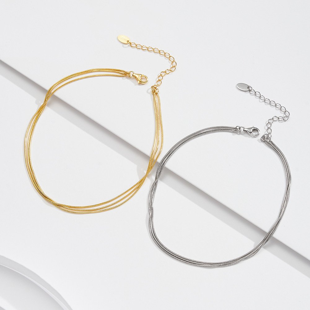 Layered Silver Anklet Accessories 3 Layered Silver Anklet Accessories 3