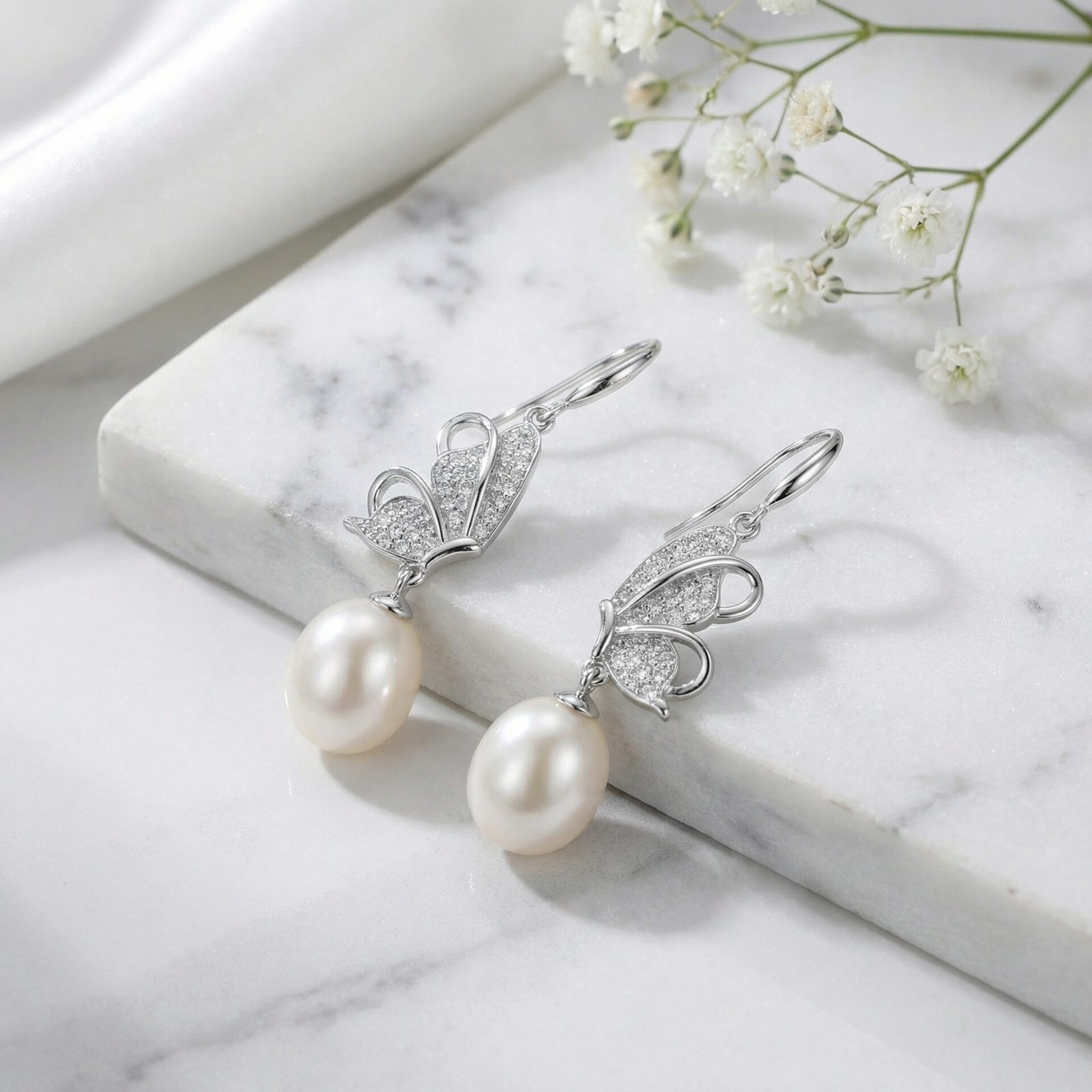 Butterfly Pearl Dangle Earrings Accessories 4 Butterfly Pearl Dangle Earrings Accessories 4
