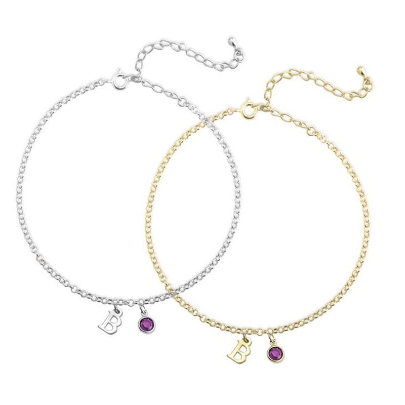 Birthstone Letter Anklet Accessories 7 Birthstone Letter Anklet Accessories 7