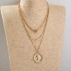 Coin Medallion Layered Necklace Accessories 12