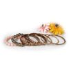 Gold Bangle Bracelet Set — 7-Piece Burnished Gold & Blush Bead Stack Bracelets 10