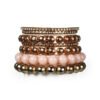 Gold Bangle Bracelet Set — 7-Piece Burnished Gold & Blush Bead Stack Bracelets 8