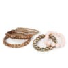 Gold Bangle Bracelet Set — 7-Piece Burnished Gold & Blush Bead Stack Bracelets 9