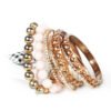 Gold Bangle Bracelet Set — 7-Piece Burnished Gold & Blush Bead Stack Bracelets 11