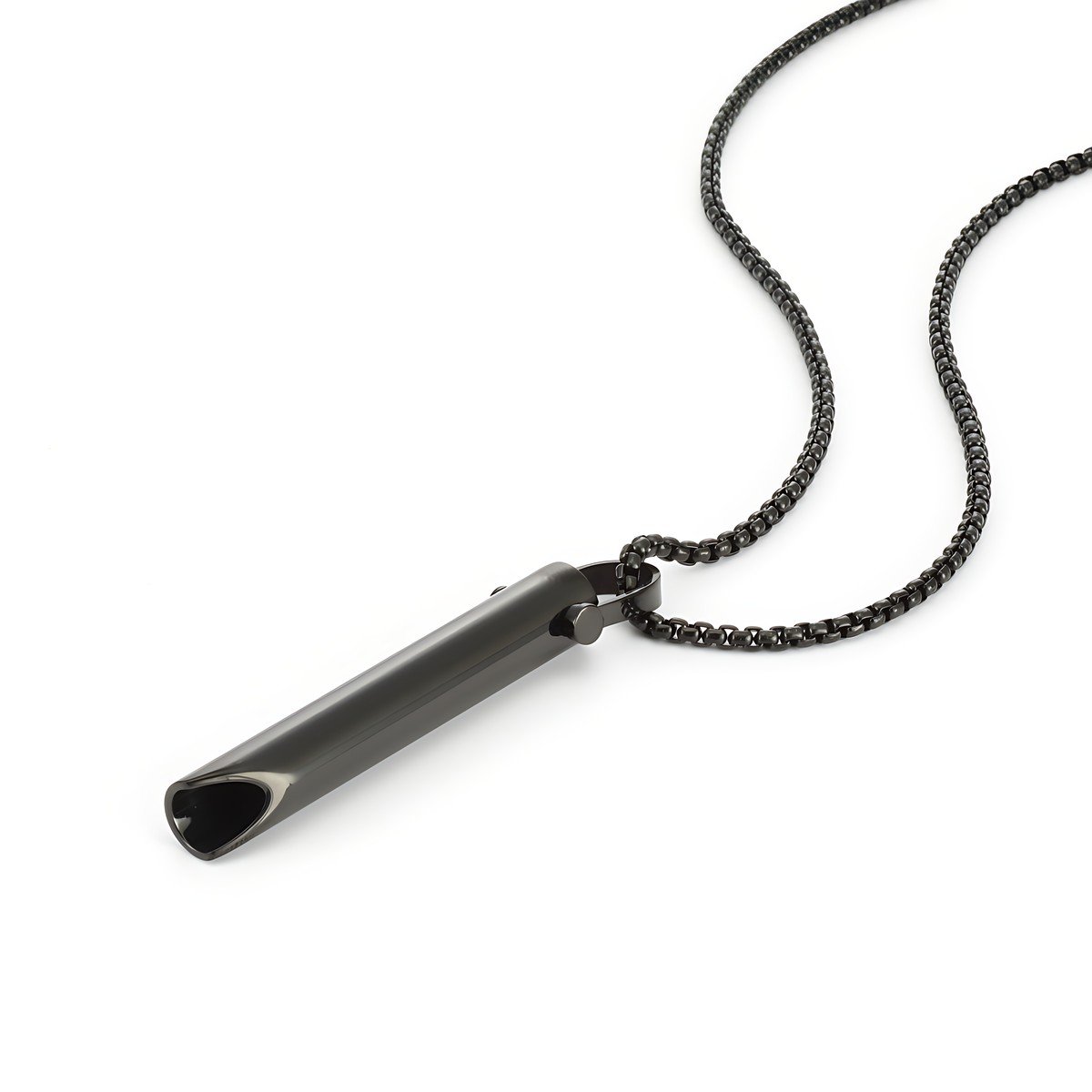 Breathing Necklace – Stainless Steel Tube Pendant, Rose Gold or Black 1 breathing necklace – black stainless steel tube pendant