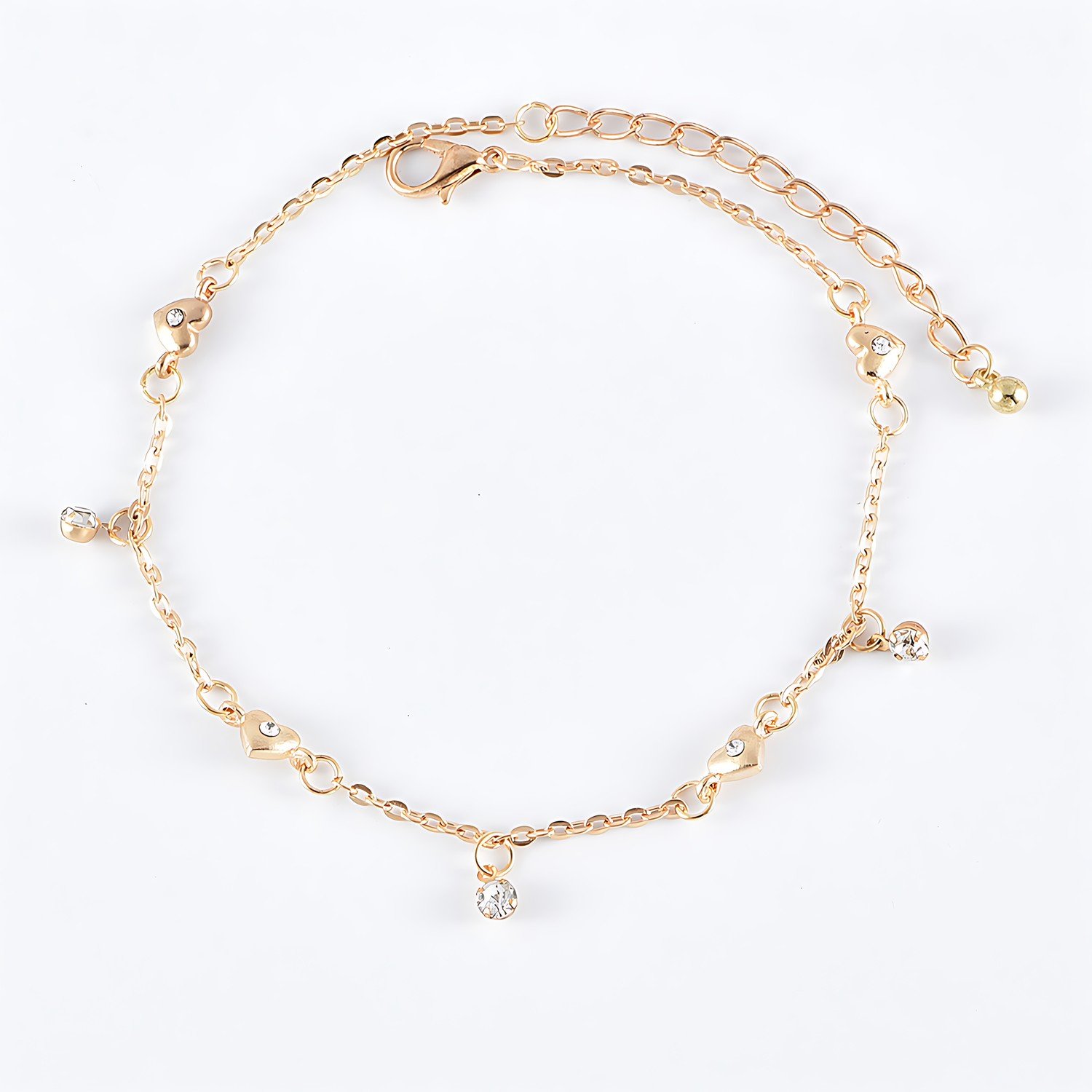 Butterfly Anklet Set — 2 Gold-Tone Chains with Hearts & Rhinestones Anklets 4 Butterfly Anklet Set — 2 Gold-Tone Chains with Hearts & Rhinestones Anklets 4