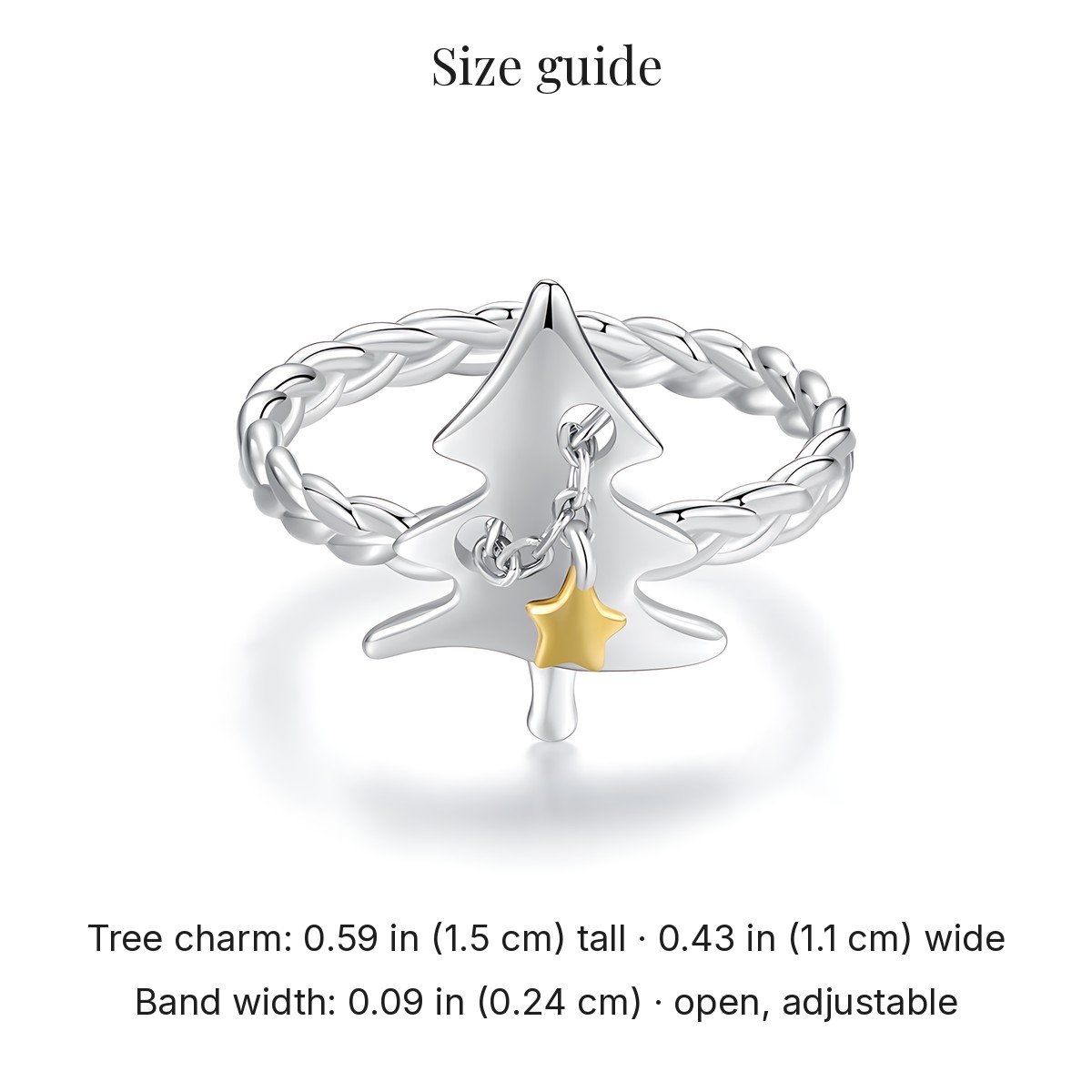Christmas Tree Ring – Adjustable Open Ring with Gold-Tone Star Jewelry 6 Christmas Tree Ring – Adjustable Open Ring with Gold-Tone Star Jewelry 6