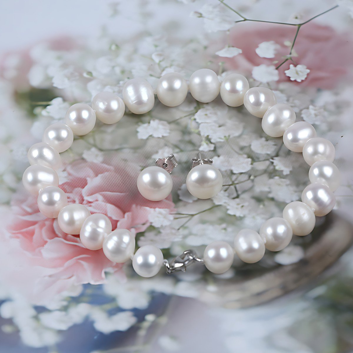 Freshwater Pearl Jewelry Set – Necklace, Bracelet and Stud Earrings Jewelry 6 Freshwater Pearl Jewelry Set – Necklace, Bracelet and Stud Earrings Jewelry 6