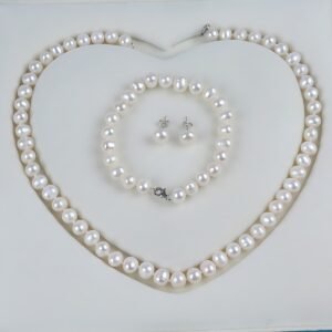 Freshwater Pearl Jewelry Set – Necklace, Bracelet and Stud Earrings Jewelry