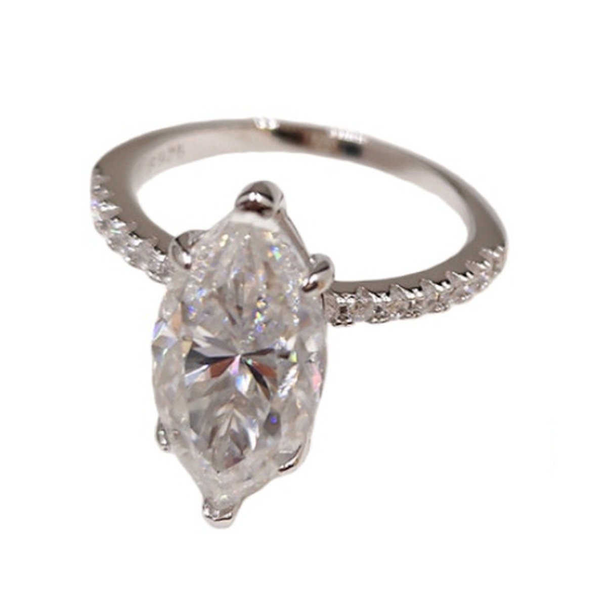 Marquise Moissanite Ring – 4 Carat, Sterling Silver, Pavé Band New Arrivals 3 Marquise Moissanite Ring – 4 Carat, Sterling Silver, Pavé Band New Arrivals 3