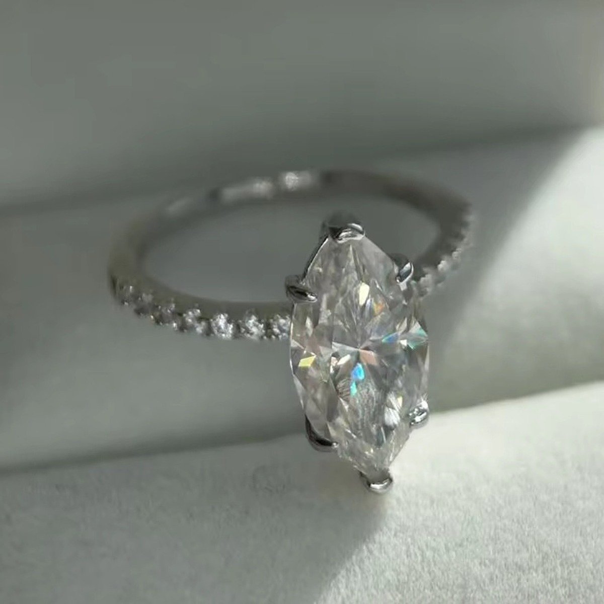Marquise Moissanite Ring – 4 Carat, Sterling Silver, Pavé Band New Arrivals 5 Marquise Moissanite Ring – 4 Carat, Sterling Silver, Pavé Band New Arrivals 5