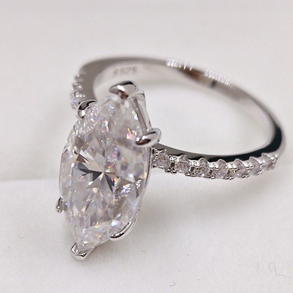 Marquise Moissanite Ring – 4 Carat, Sterling Silver, Pavé Band New Arrivals 6 Marquise Moissanite Ring – 4 Carat, Sterling Silver, Pavé Band New Arrivals 6
