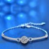 Moissanite Bar Bracelet – 925 Sterling Silver, 1 Carat Halo Stone New Arrivals 8
